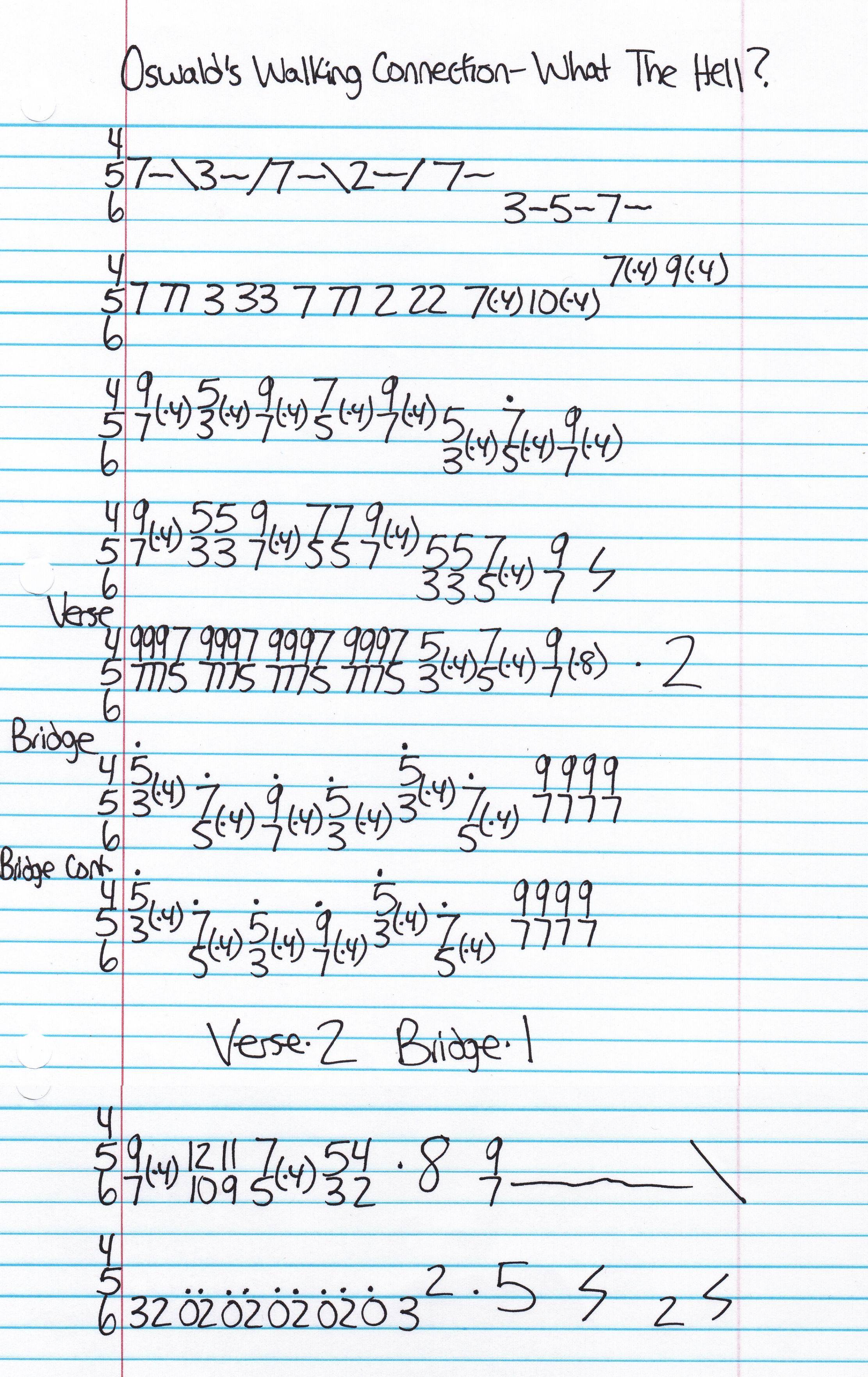 High quality guitar tab for What The Hell by Oswald's Walking Connection off of the album OWC Discography. ***Complete and accurate guitar tab!***